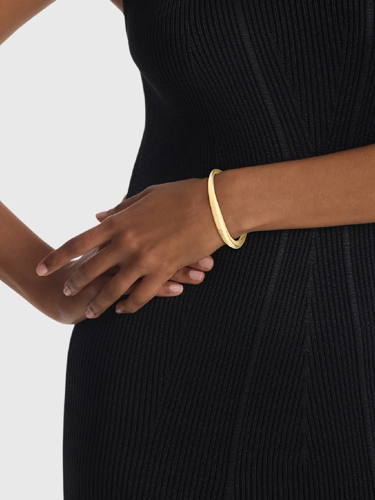 Gold Elongated Drop Bangle