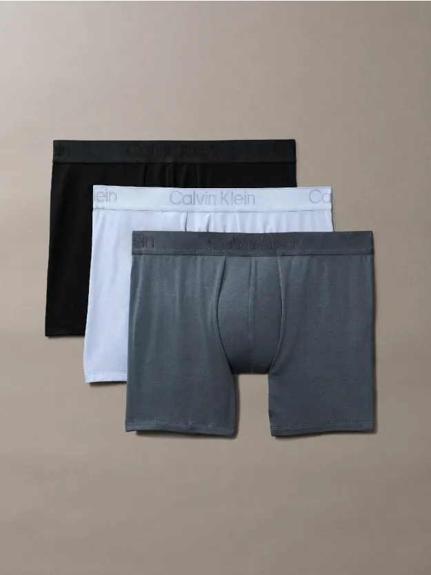 Black/Turbulence/Casual Blue 3 Pack Boxer Briefs - CK Black