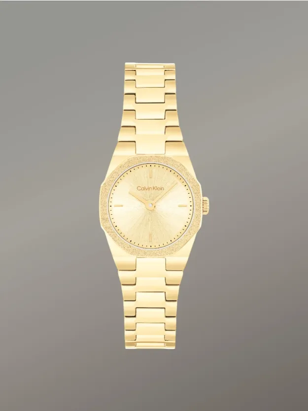 Gold Geometric Elegance Stainless Steel Watch