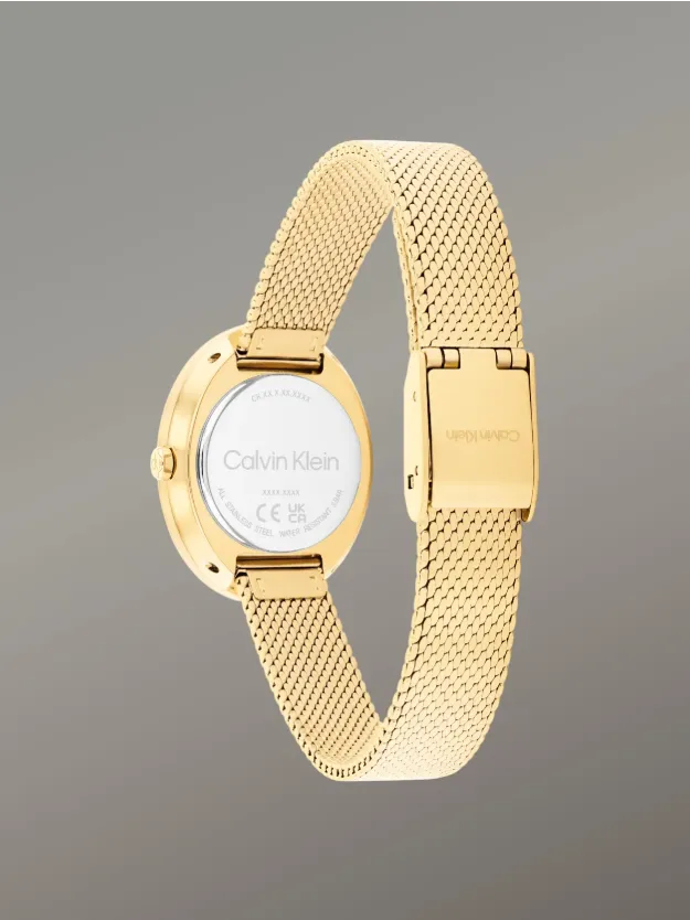 Gold Oval Twisted Bezel Mesh Watch