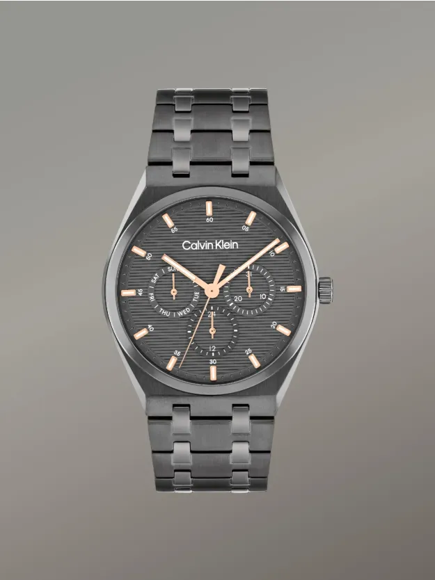 Black Multifunction Stainless Steel Bracelet Watch