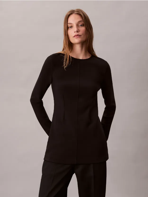 Black Tailored Knit Slim Tunic