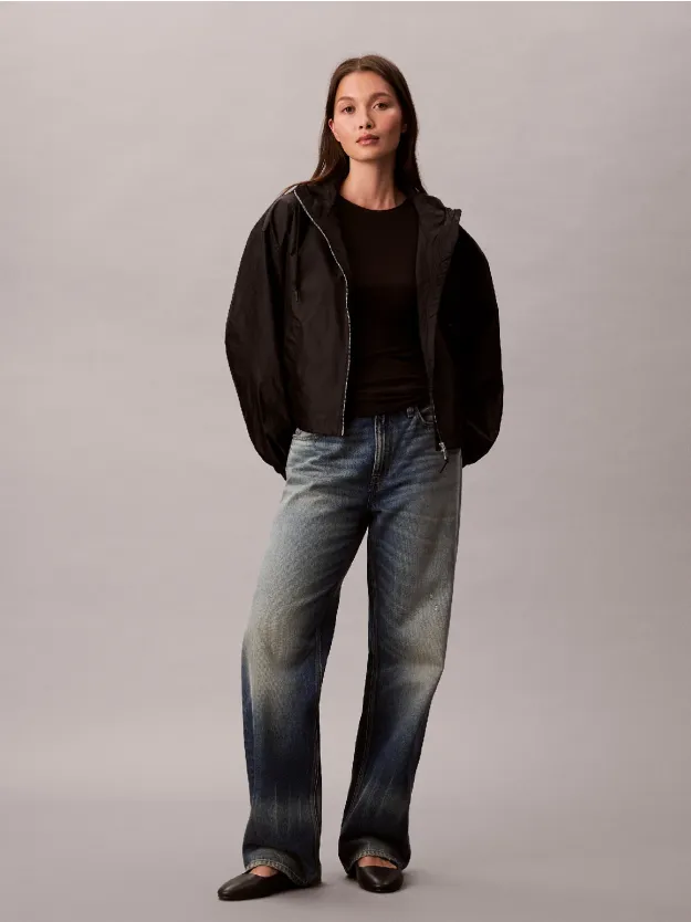 Black Emblem Logo Jacquard Wind Jacket