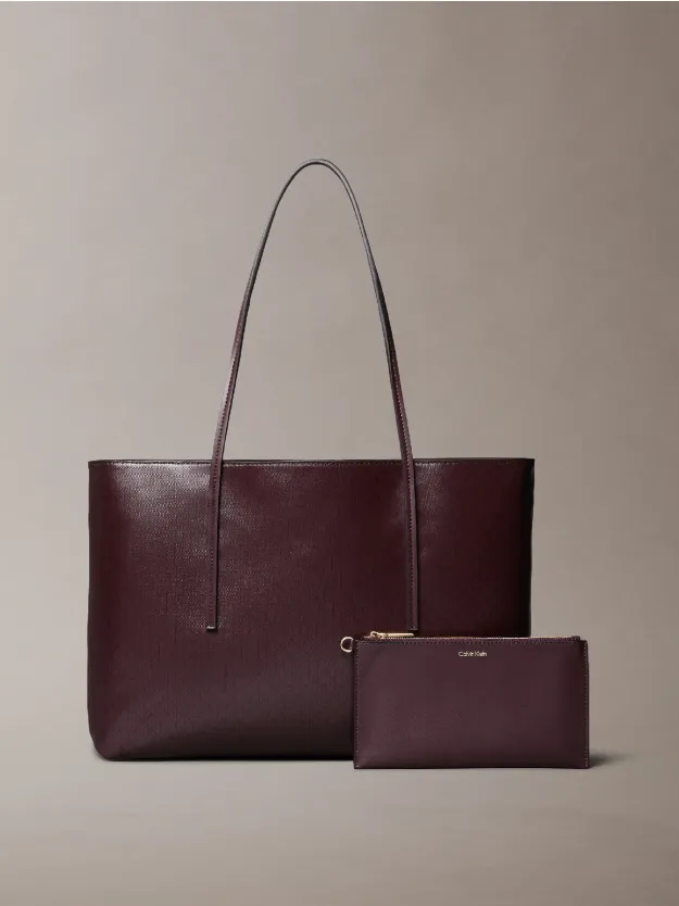 FUDGE AOP Allover Monogram Logo Tote Bag With Pouch