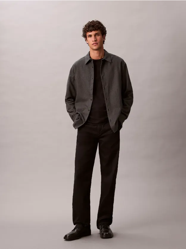 Black Melange Flannel Relaxed Button-Down Shirt