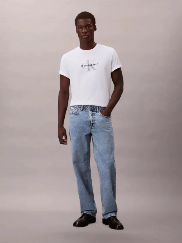CK LT BLUE STONE 90'S Straight Jeans