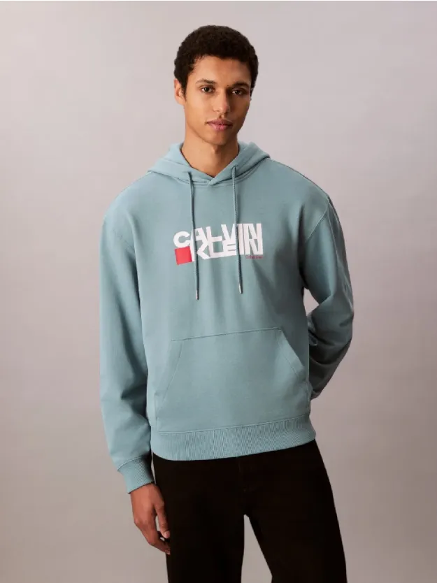 Smoke Blue Logo Graphic Hoodie