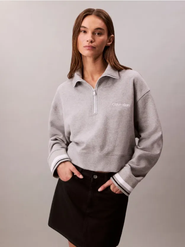 B10 Grey Heather French Terry 1/4 Zip Sweatshirt