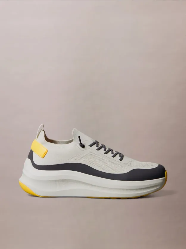 Vaporous White/Coal/Buttercup Chunky Runner Sock Knit Trainers