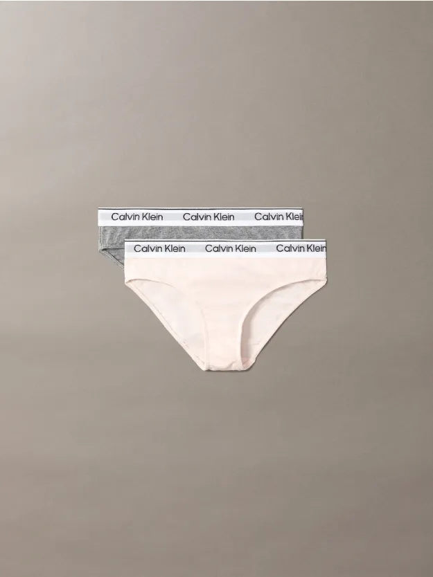 Silverpeony/Greyheather 2 Pack Girls Bikini Briefs - Icon Cotton Stretch