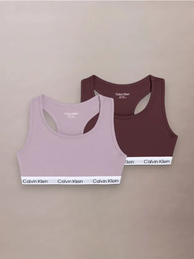 Lightlilac/Raspberrychocolate 2 Pack Girls Bralettes - Icon Cotton Stretch
