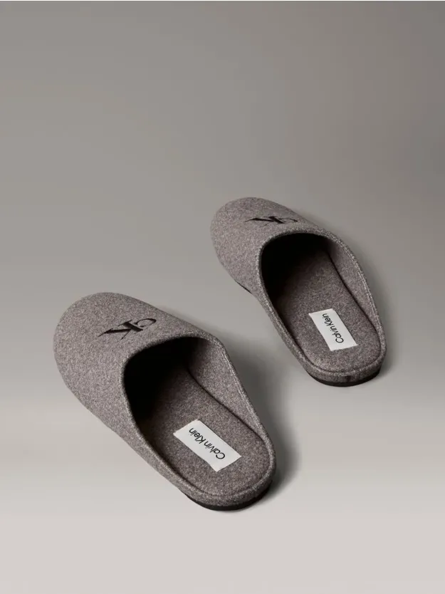 Granite Gray/Black Felt Signature Logo Mule Slippers
