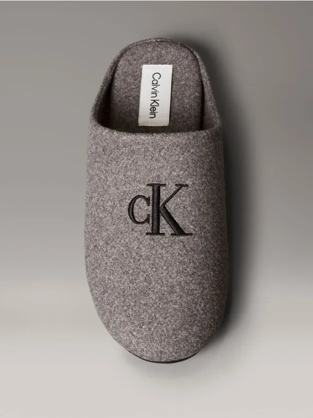 Granite Gray/Black Felt Signature Logo Mule Slippers