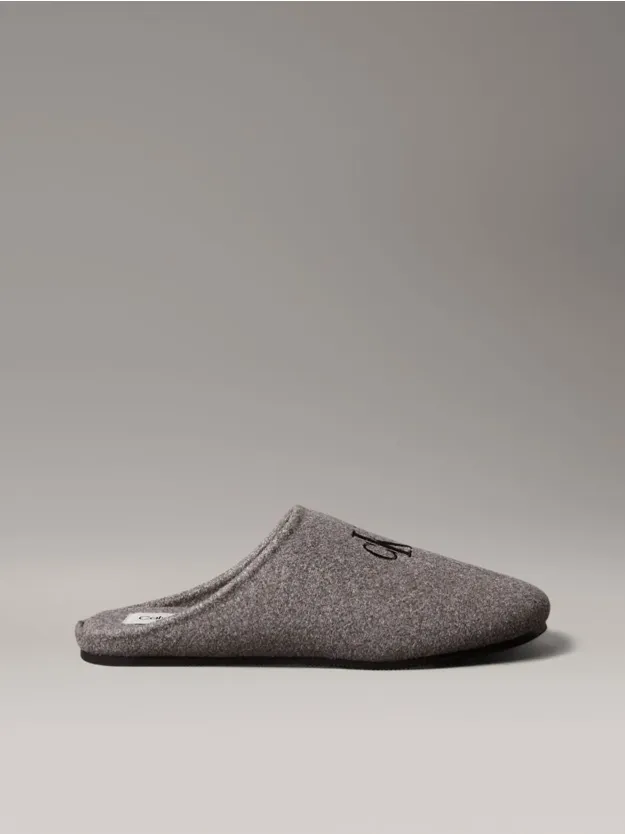 Granite Gray/Black Felt Signature Logo Mule Slippers