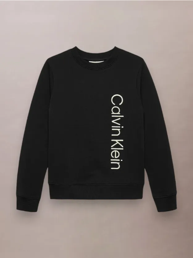 Ck Black Terry Side Graphic Crewneck Sweatshirt