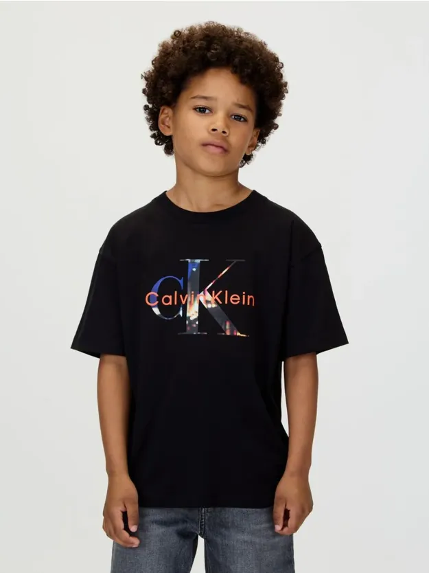 Ck Black Filled-In Photo Monogram T-Shirt