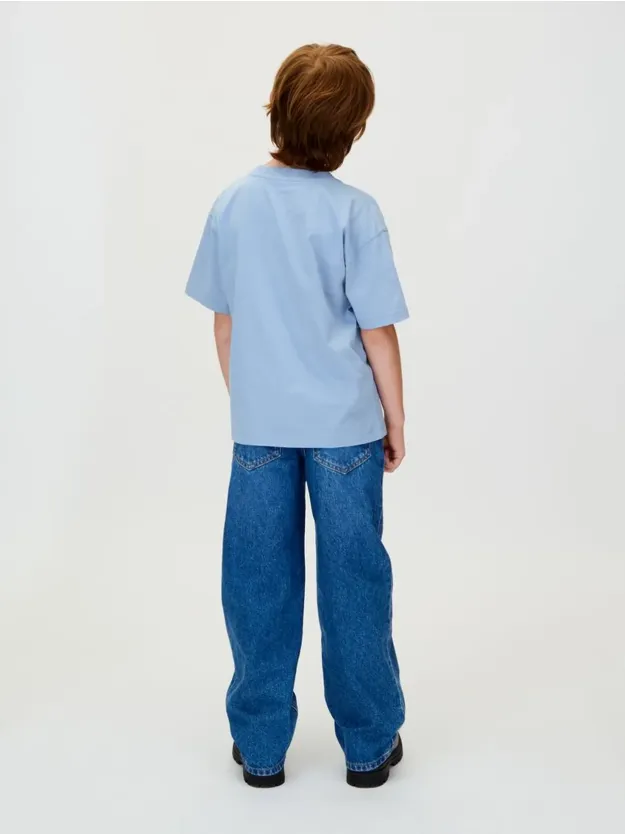 Faded Denim Filled-In Photo Monogram T-Shirt