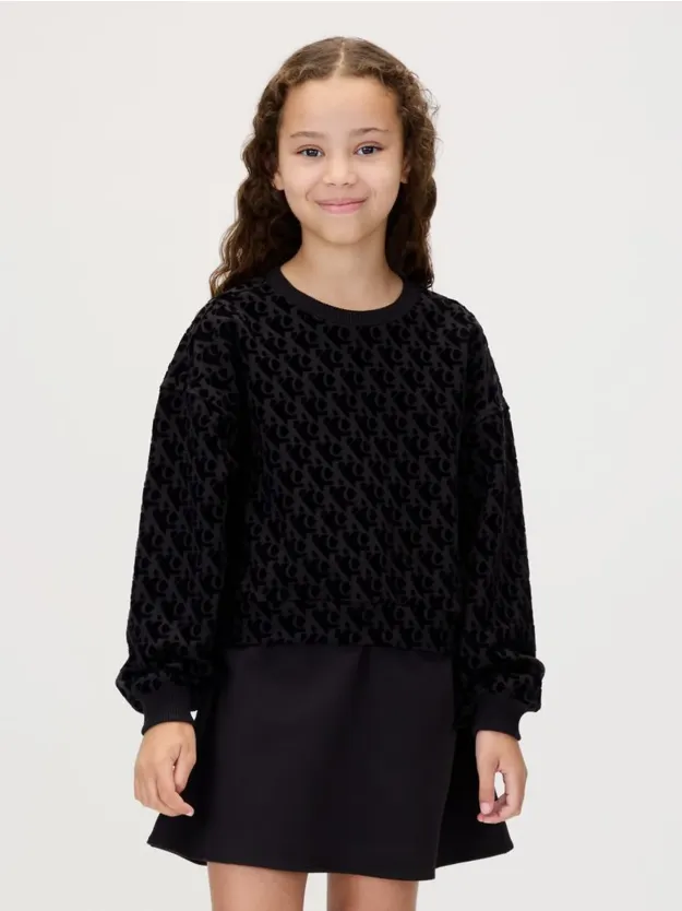 Ck Black Fleece Logo Blouson Dress