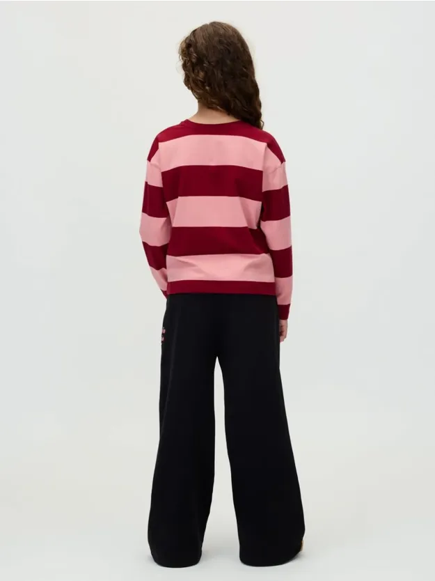 Ck Black Wide Leg Pintuck Joggers