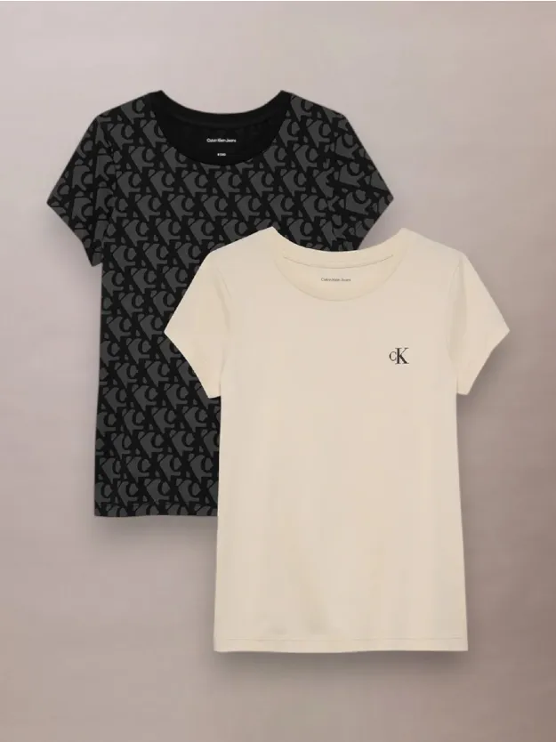 Whitecap Gray / Ck Black 2-Pack Stripe Slim T-Shirts