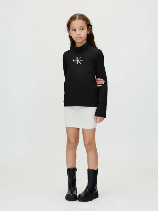 Ck Black Slim Turtle Neck Top