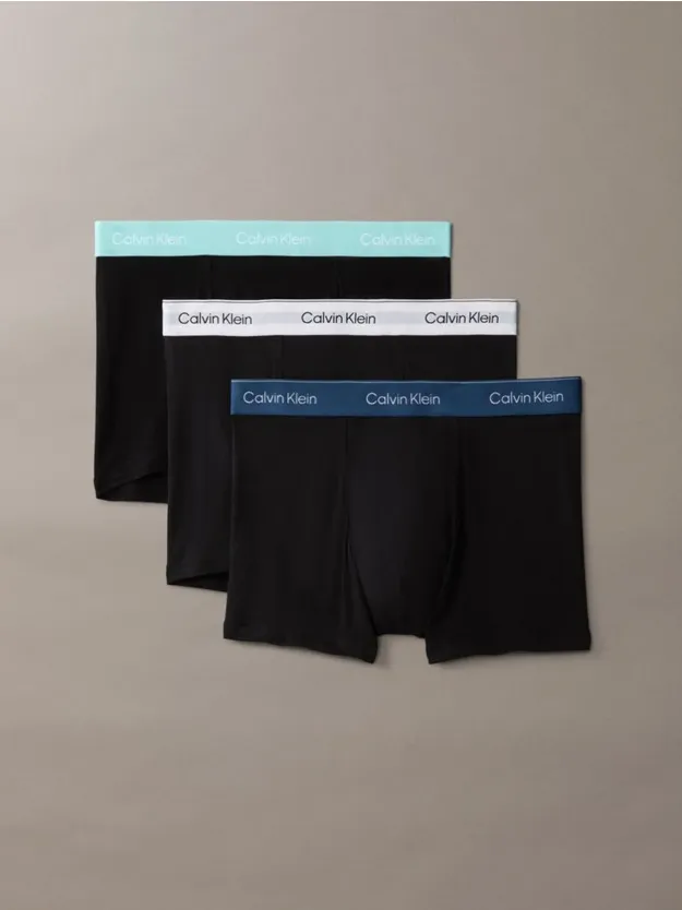 BLACK BODIES W/ TAHITI TURQUOISE/DA 3 Pack Relaxed Dart Trunks - Icon Cotton Stretch