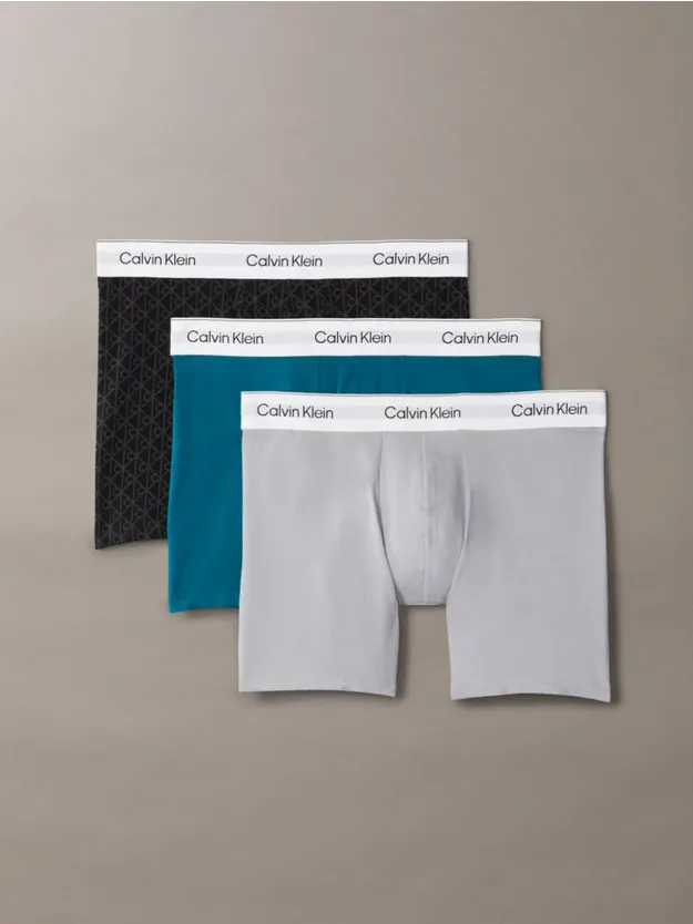 Sleet/Seamless Emblem_Black/Ashford 3 Pack Boxer Briefs - Icon Cotton Stretch