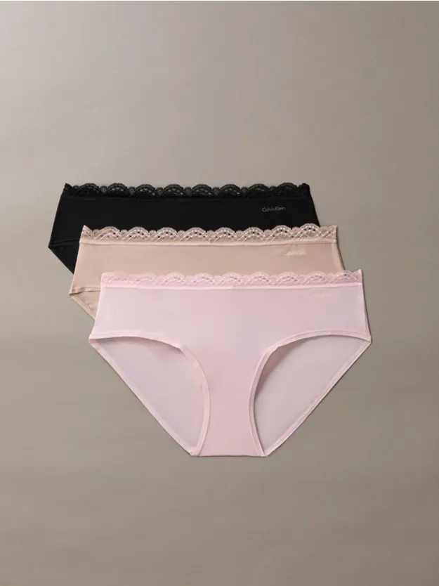 BLACK/CEDAR/ATTRACT 3 Pack Hipster Panties - Micro Stretch With Lace