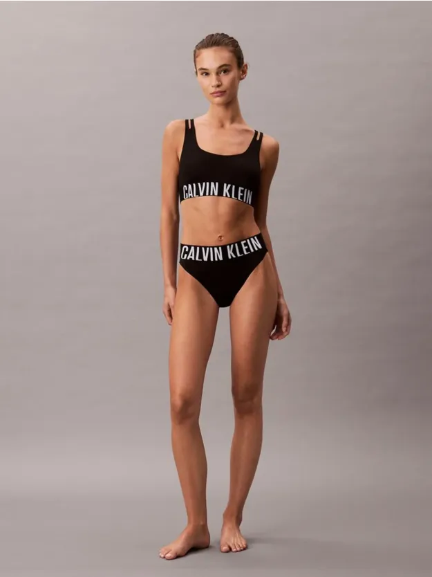 Black High Waist Bikini Briefs - Intense Power Microfibre