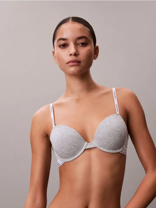 Grey Heather Lightly Lined Demi Bra - Icon Cotton Modal