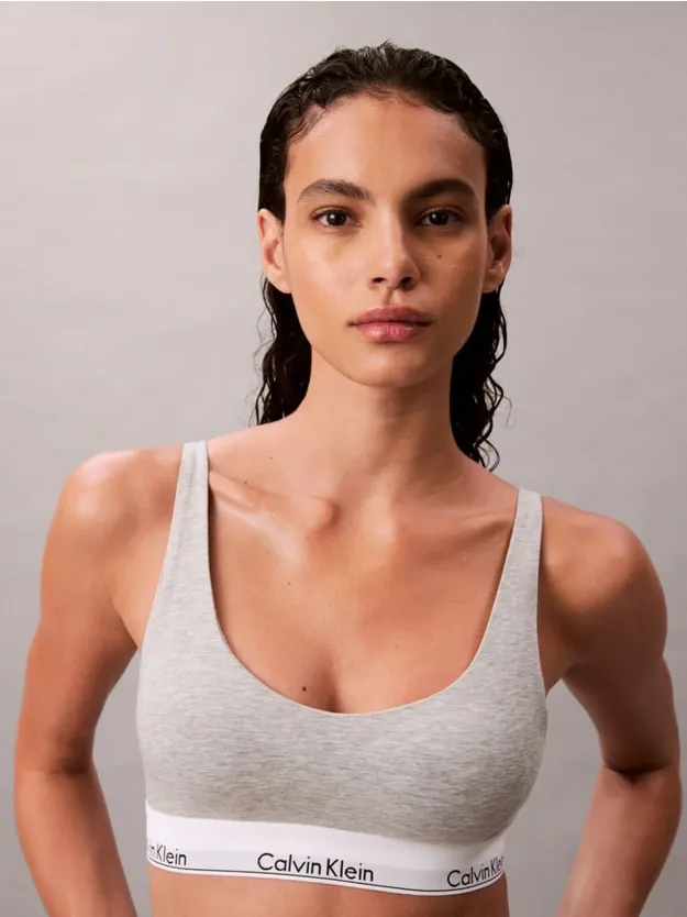 Grey Heather Lightly Lined Bralette - Icon Cotton Modal