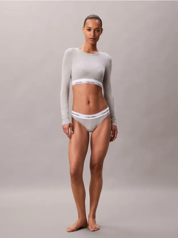 Grey Heather Long Sleeve T-Shirt Bralette - Icon Cotton Modal