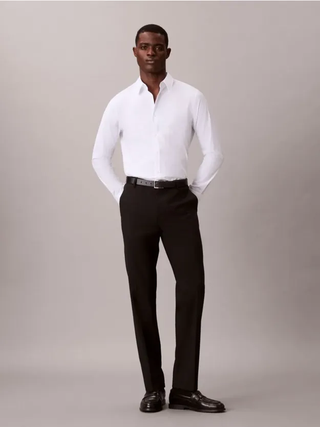 Brilliant White Supima Stretch Cotton Slim Shirt