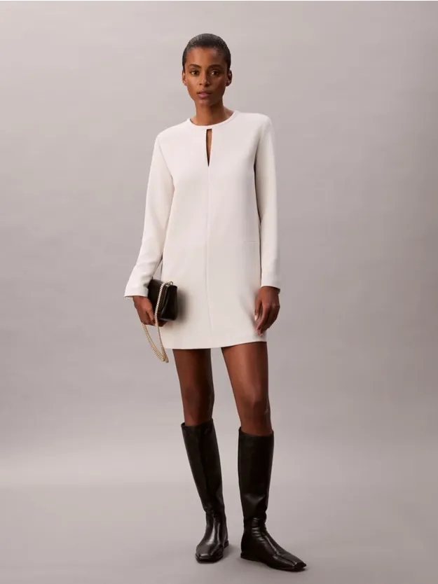 Chalk Crepe Tailored Mini Dress