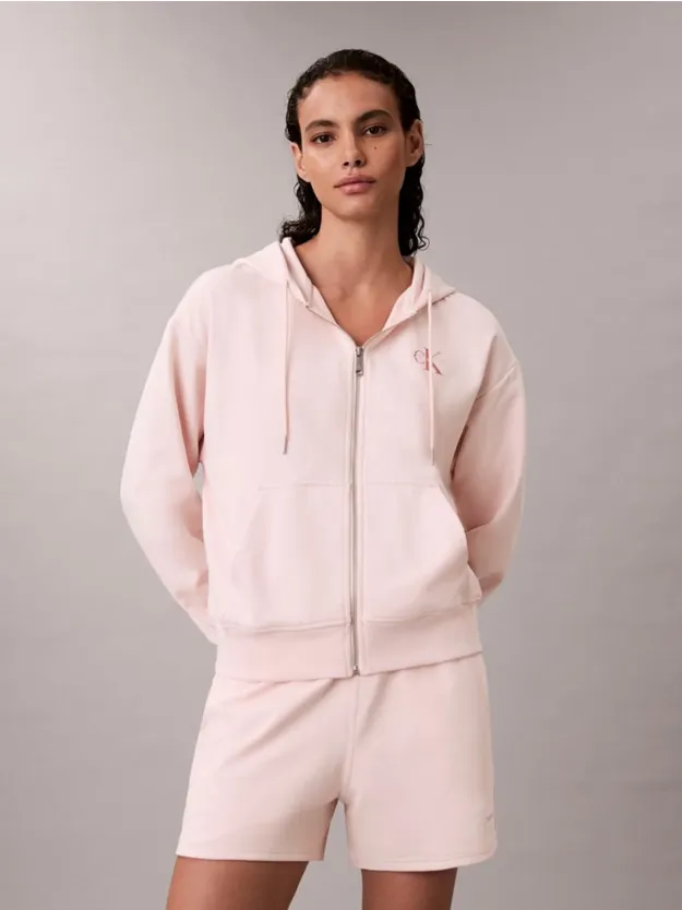 Silver Peony Monogram Logo French Terry Shorts