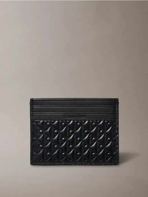 Black Embossed Allover Monogram Card Holder