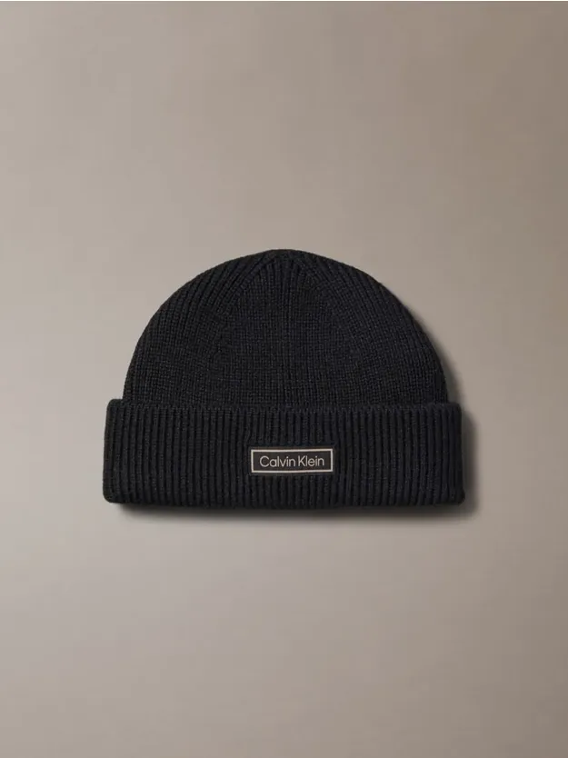 Black Wool Cashmere Blend Fisherman Beanie
