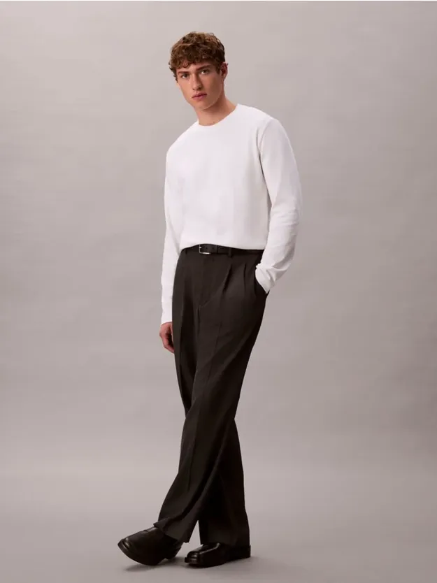 Bright White Luxe Interlock Cotton Long Sleeve T-Shirt