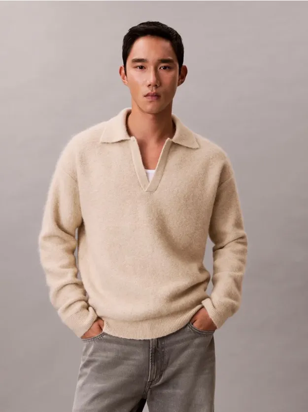 Pelican Brushed Alpaca Blend Johnny Collar Jumper
