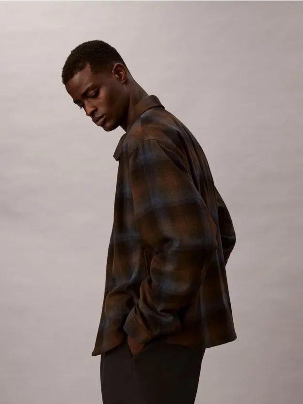 Thrush Yarn-Dyed Wool Blend Flannel Zip Jacket