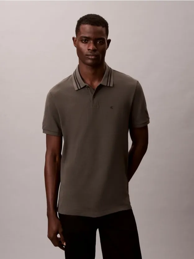 Beluga Monogram Logo Pique Tipped Classic Polo Shirt