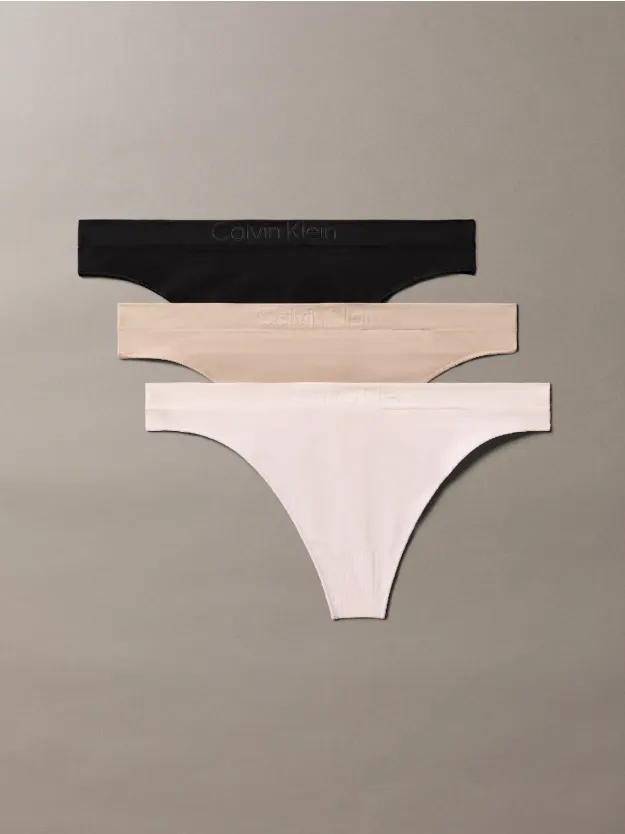 BLACK/ CEDAR/ EGGSHELL 3 Pack Thongs - Bonded Flex Seamless