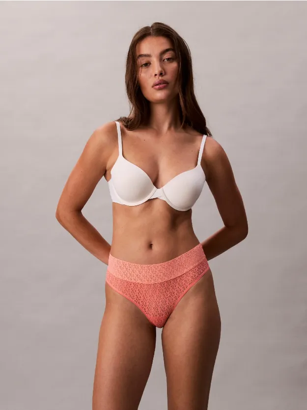 Coral Pop Brazilian Briefs - Icon Logo Lace