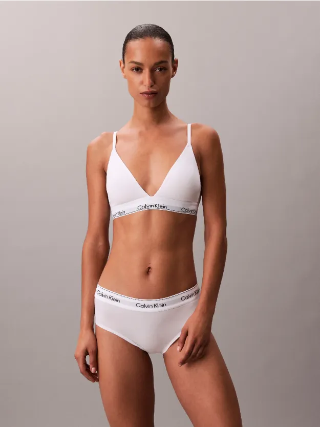 White Lightly Lined Triangle Bralette - Icon Cotton Modal
