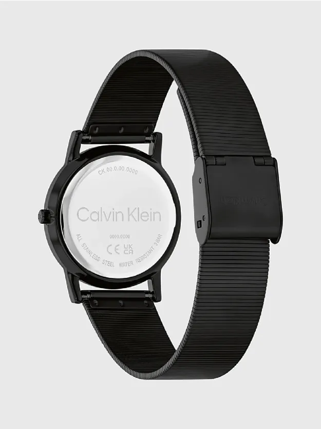 Black Linear Dial And Bracelet Watch