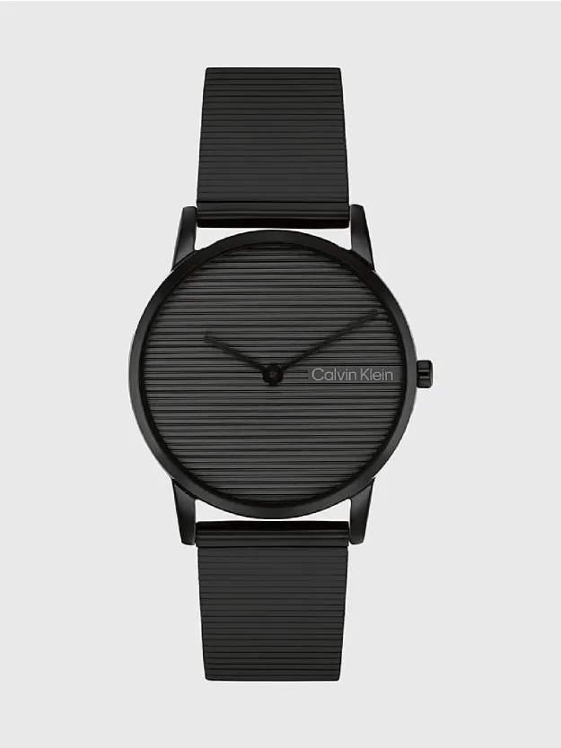 Black Linear Dial And Bracelet Watch