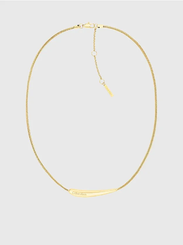 Gold Elongated Drop Necklace