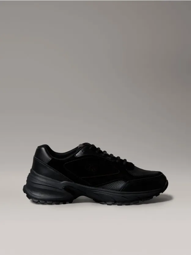 Triple Black Hike Runner Leather Mix Trainers