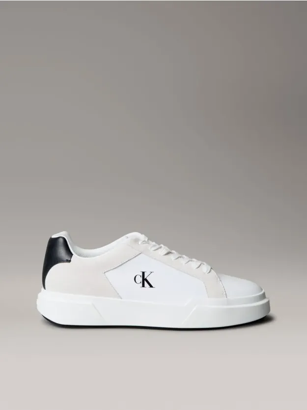 Bright White/Black Leather Durable Traction NYC Trainers