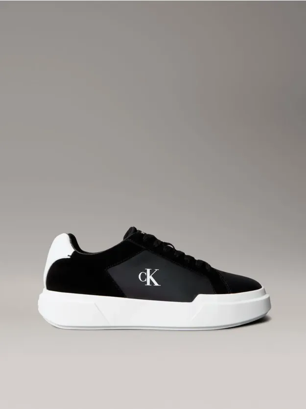Black/Bright White Leather Durable Traction NYC Trainers